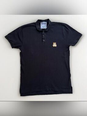 Moschino Couture! Polo Shirt Men's S/M Short Sleeve Cotton Knit Teddy Bear Logo